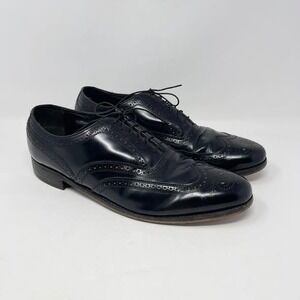 Florsheim Wing‎ Tip Oxford Shoe Mens 12E Black Leather Brogue Lace Up 508287